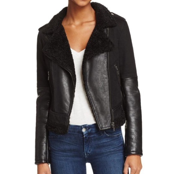 Blank NYC Faux Leather Shearling Moto Jacket - Picture 1 of 9